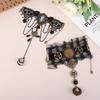 Model Gothic Steampunk Lace Cuff Arm Bracelet With Ring Black Accessories For Woman Gifts