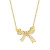 1 Pcs Bow Necklace Steel Chain Copper Pendant Butterfly Fresh Sweet Clavicle Chain Gift Women's Girls' Elegant Accessories