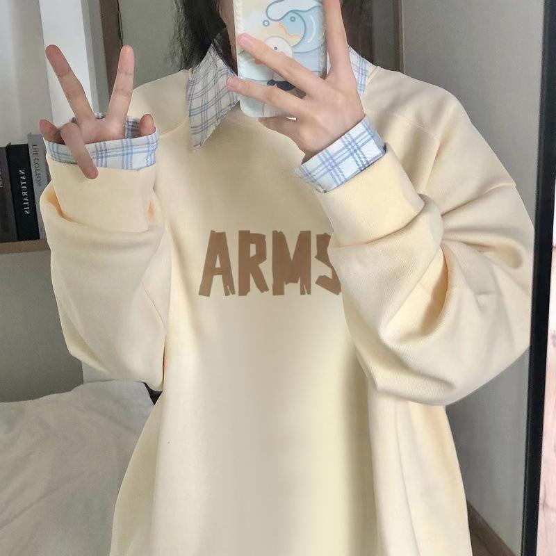 

Skinny Versatile Crew Neck Sweater Female s Navy Blue Non-pilling Autumn and Winter Velvet Thin Clothes High Quality Practical Daily Use S