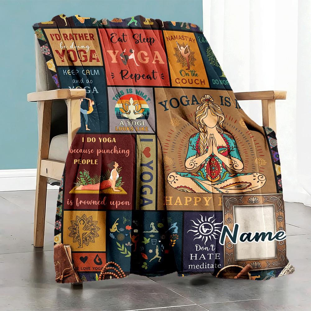 Yoga Theme Customize Your Name Home Blanket S Comfortable Soft Lightweight Allseason Multipurpose Blanket For Picnics Couches Offices Beds Living