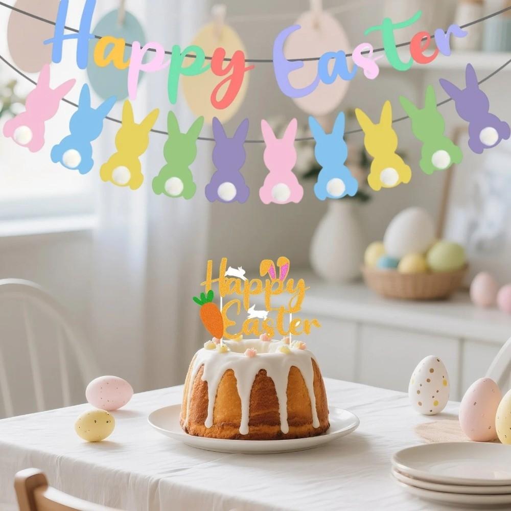 Paper Bunny Spiral Hanging Decor Colorful Party Decoration Flag  Easter Celebration