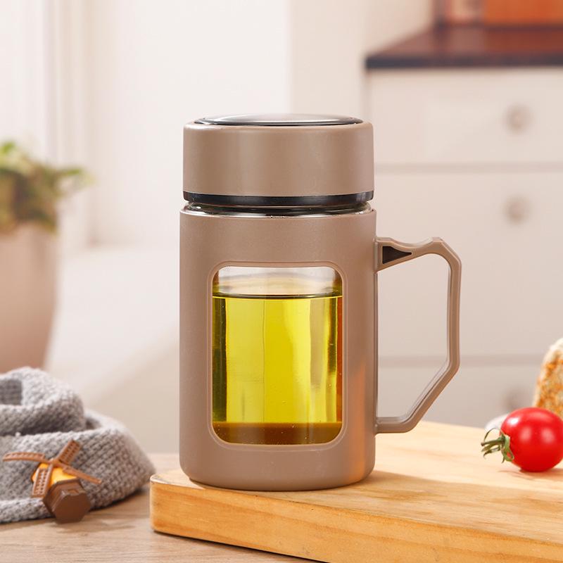 Large Capacity Insulated Glass Water Cup with Portable Tea Infuser
