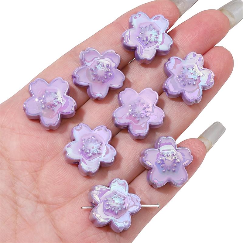 

2 шт., 20 мм, акриловая эмаль ручной работы, бусины с цветком вишни для серег, ожерелья, браслета, изготовление ювелирных изделий своими руками фиолетовый