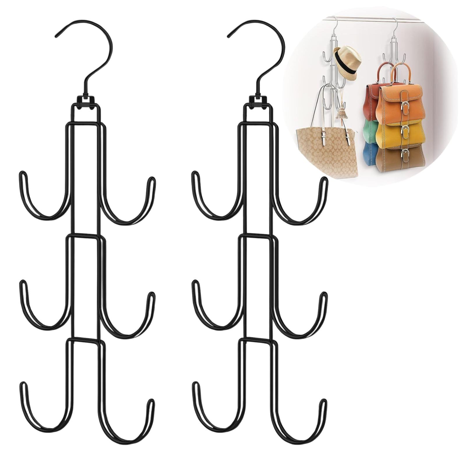 geneX Bag Storage Bag Hanger Hanging Hook Bag Storage Rack Bag Storage Hanger Closet Hanger Bag Holder Bag Hanging Rack Pole Hanger Clothes Rack Small чёрный