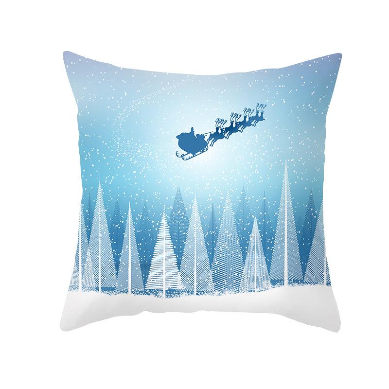 Christmas Pillow Cover Peach Skin Cartoon Print Santa Claus Pillow Home Living Room Sofa Cushion Cover
