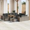 13-Piece Garden Sofa Set with Grey Cushions Poly Rattan Acacia, Garden Dining Set 3 3364013
