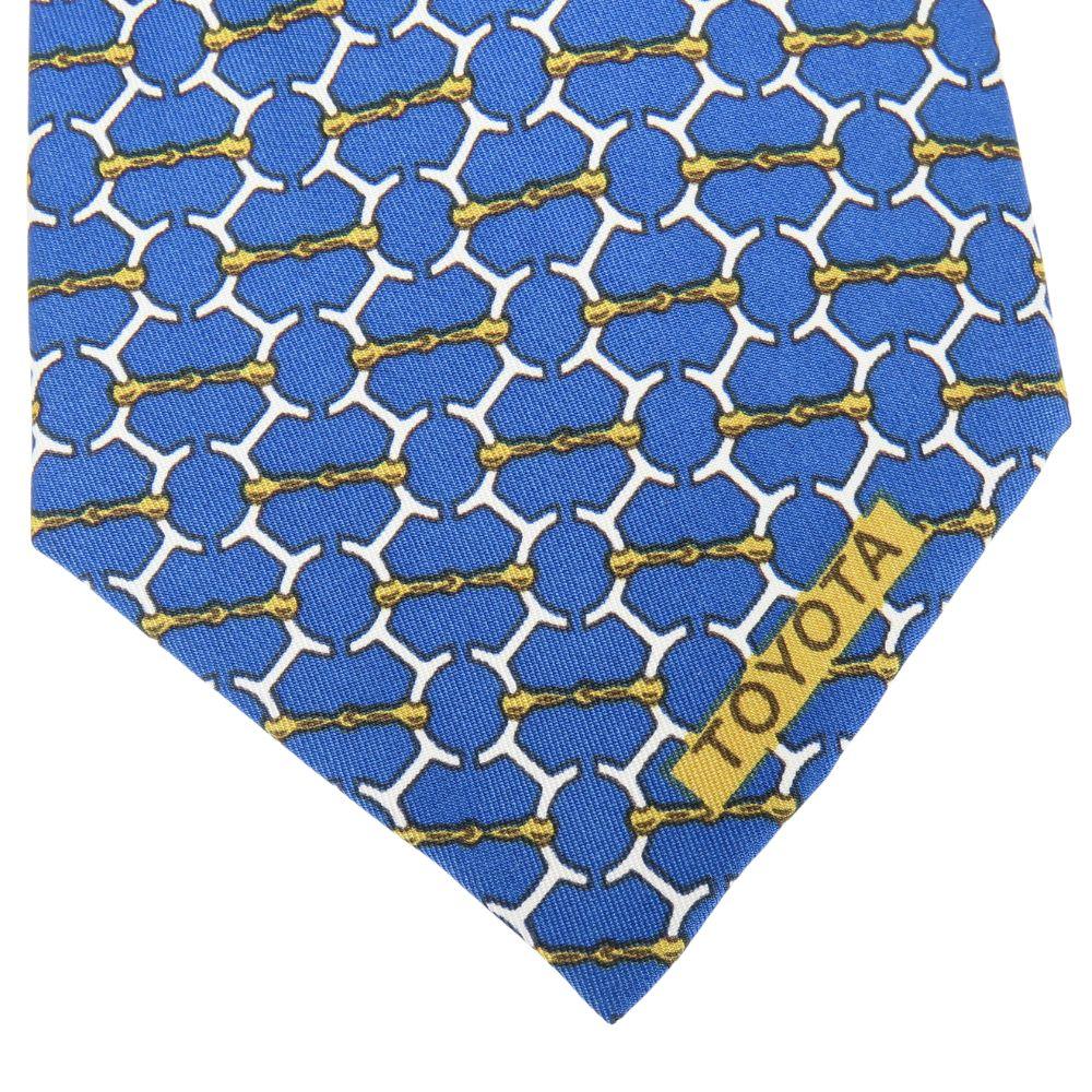 Gebrauchte HERMES Krawatte Toyota limitierte Edition Seide Blau Gold Business