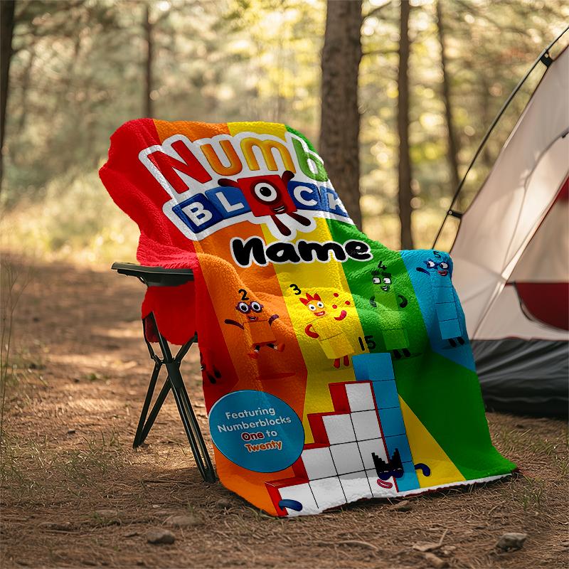 Personalized Custom Name Blanket - Numberblocks Print Design,Blanket for Sofa,Bed,Travel,Camping - Soft and Warm, Great Gift