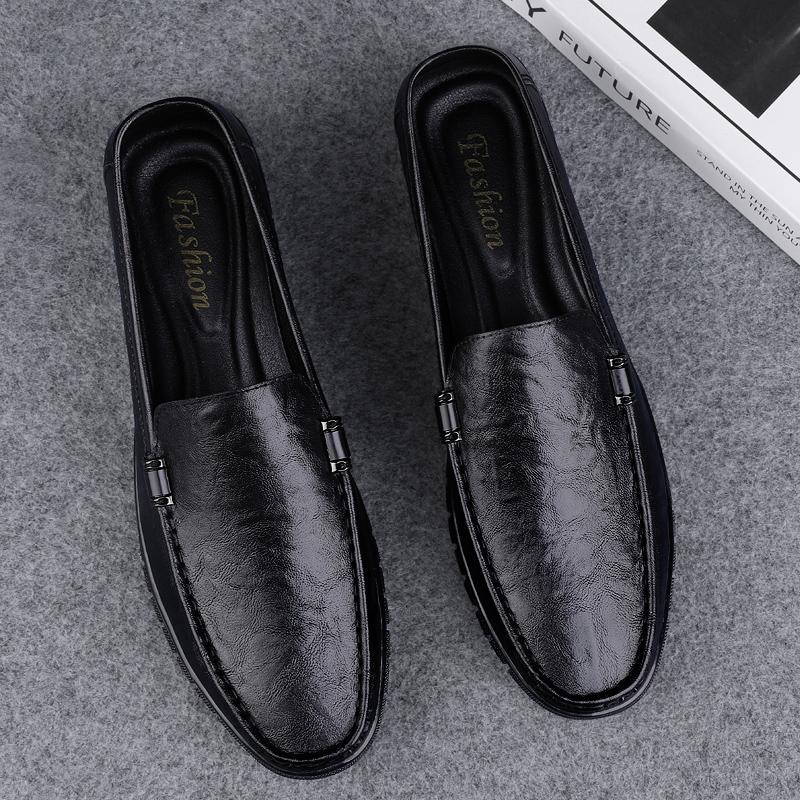 Genuine Leather Mens Formal Loafers Handmade Design Slip-On Flats Business Shoes Comfortable Moccasins Simple Male Driving Shoes