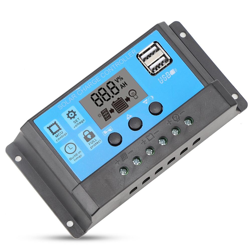 Solar Charge Controller LCD Dual USB PWM Cell Panel Regulator with Load Automatic Identification