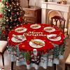 Red Christmas Tablecloth, Snowflake Santa Snowman Pattern, Round Dining Table Cloth Light Luxury Coffee Table Cloth
