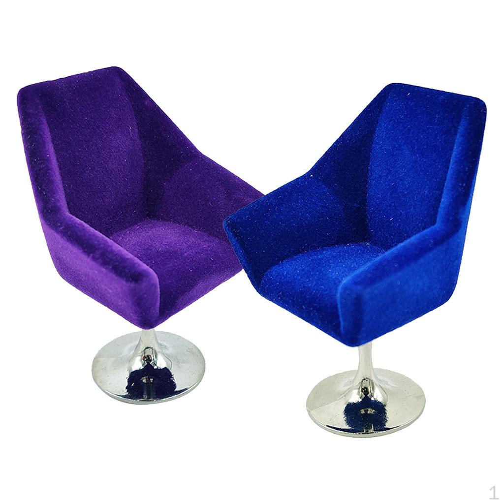 

2 шт. 1:12 Миниатюрных флокированных сидений для кукольного домика, кресла, модели мебели