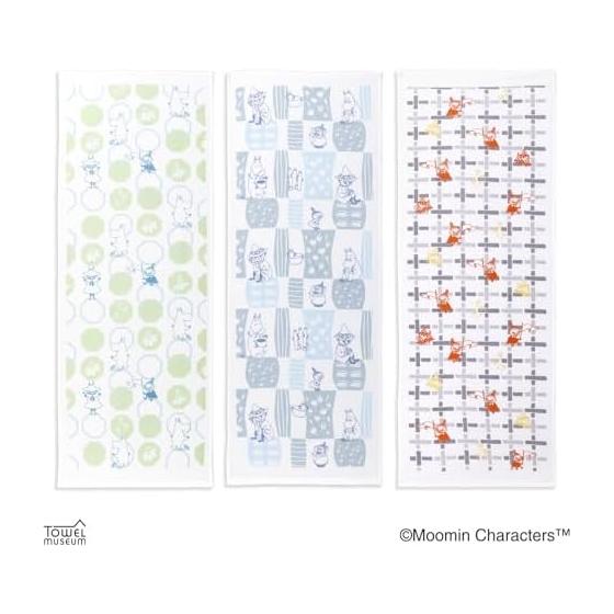 Towel Museum Tenugui Towel, 100% Cotton, Approx. 34x90cm, Moomin Treasure Island, Gray. Thin, easy to wring and quick-drying, perfect for baths and