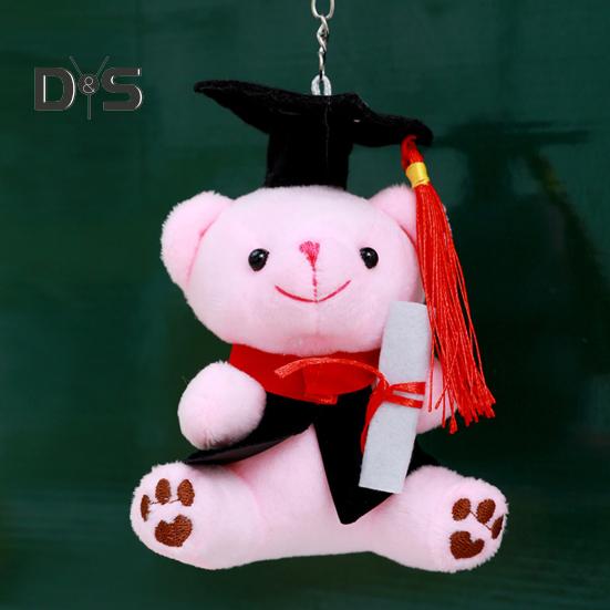 Eksamen Teddybjørn med PhD-hatt Hypoallergenisk Plysj Kosedyr Barn Følge Dukke Nøkkelringtilbehør & Skrivebordsdekor for Nyutdannede