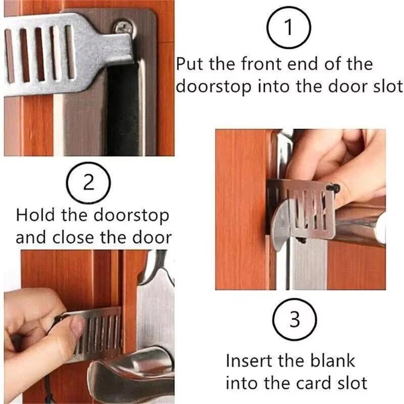 Blocco porta antifurto di sicurezza portatile da 8 cm in acciaio inossidabile, strumento di sicurezza sicuro per la privacy di casa, hotel, viaggi, blocco porta