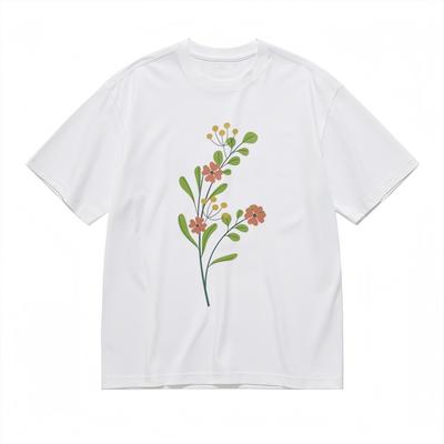 Women's Soft Breathable All Season Classic T-Shirt Vibrant Orange Flowers Tee