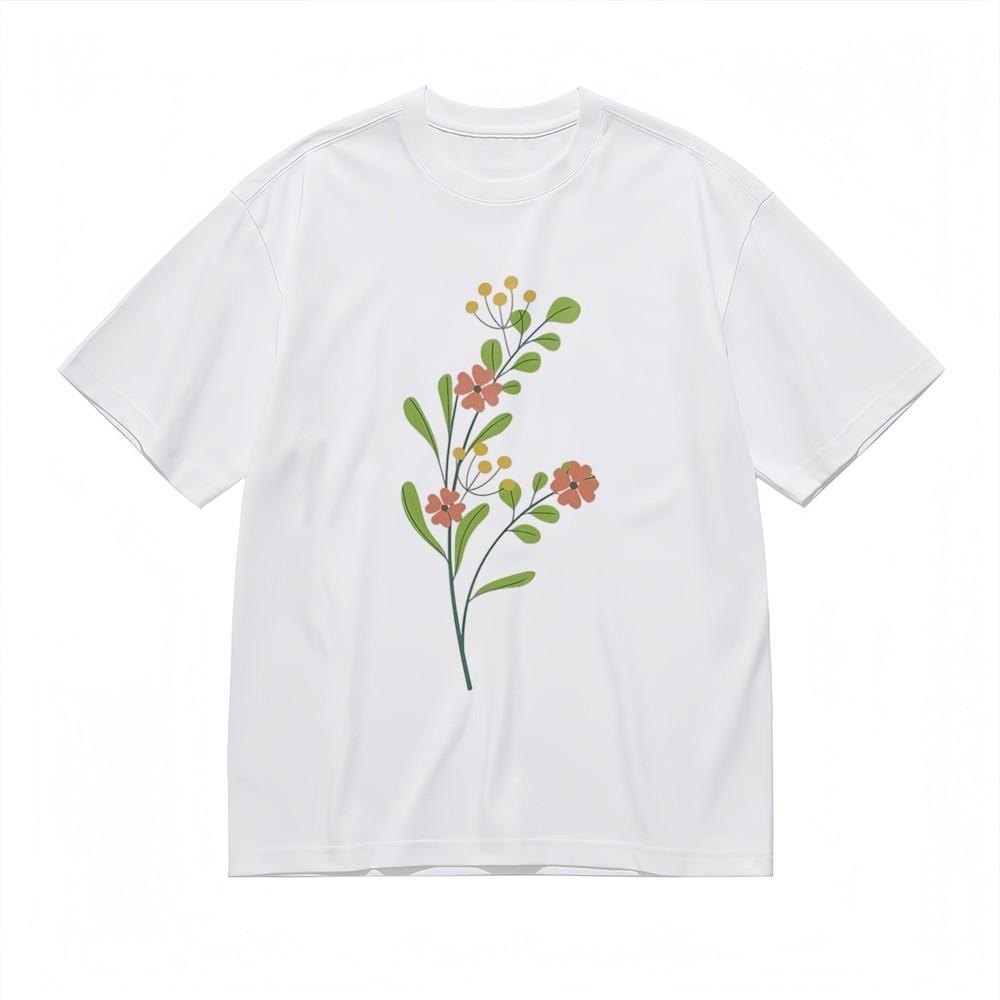Men's Soft Breathable All Season Classic T-Shirt Vibrant Orange Flowers Tee USA