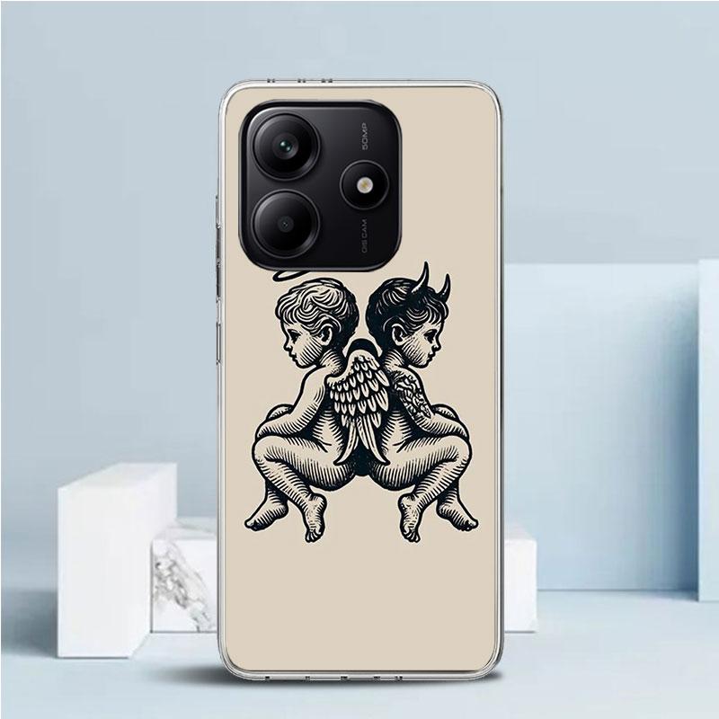 Angel Wings Devil Bad Soft Cover for Xiaomi Redmi Note 15 14 13 12 Pro Plus Phone Case 14S 11S 11T 11E 10S 10 4G Pattern Shell R