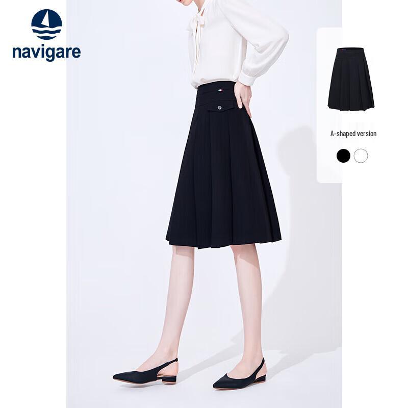 Navigare Women's A-Line High-Waist Pleated Midi Skirt
