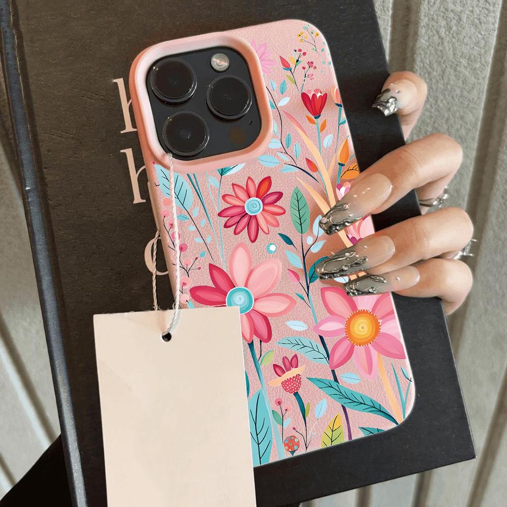 

HOT Cool Flower Lily Luxury Lichee leather pattern Phone Case For Samsung S26 S25 S24 S23 S22 S21 S20 S10 Plus FE Ultra 4G 5G Samsung M55 5G