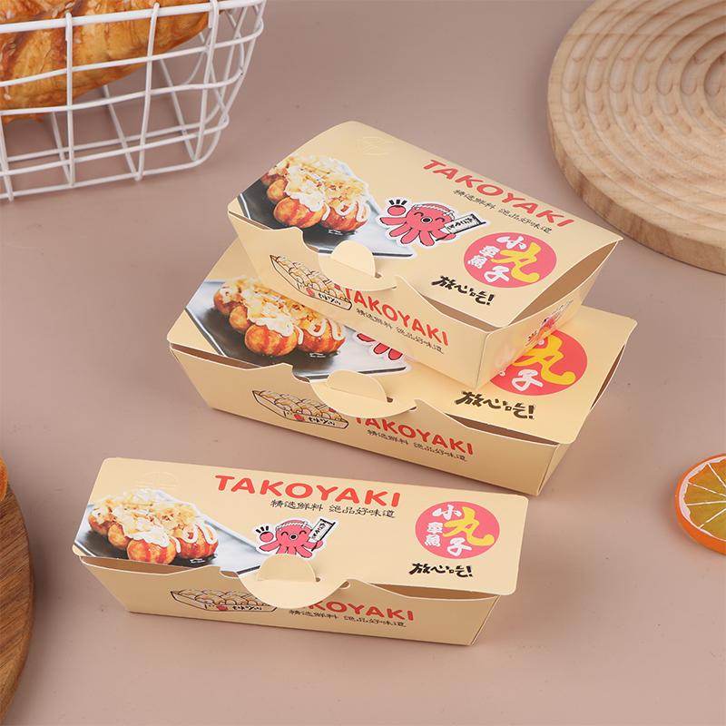 50 szt. Pudełko do pakowania kulek ośmiornicy Japońskie jedzenie uliczne Takoyaki Jednorazowe opakowanie na przekąski na wynos Papierowy pojemnik do pakowania Zaopatrzenie na imprezę
