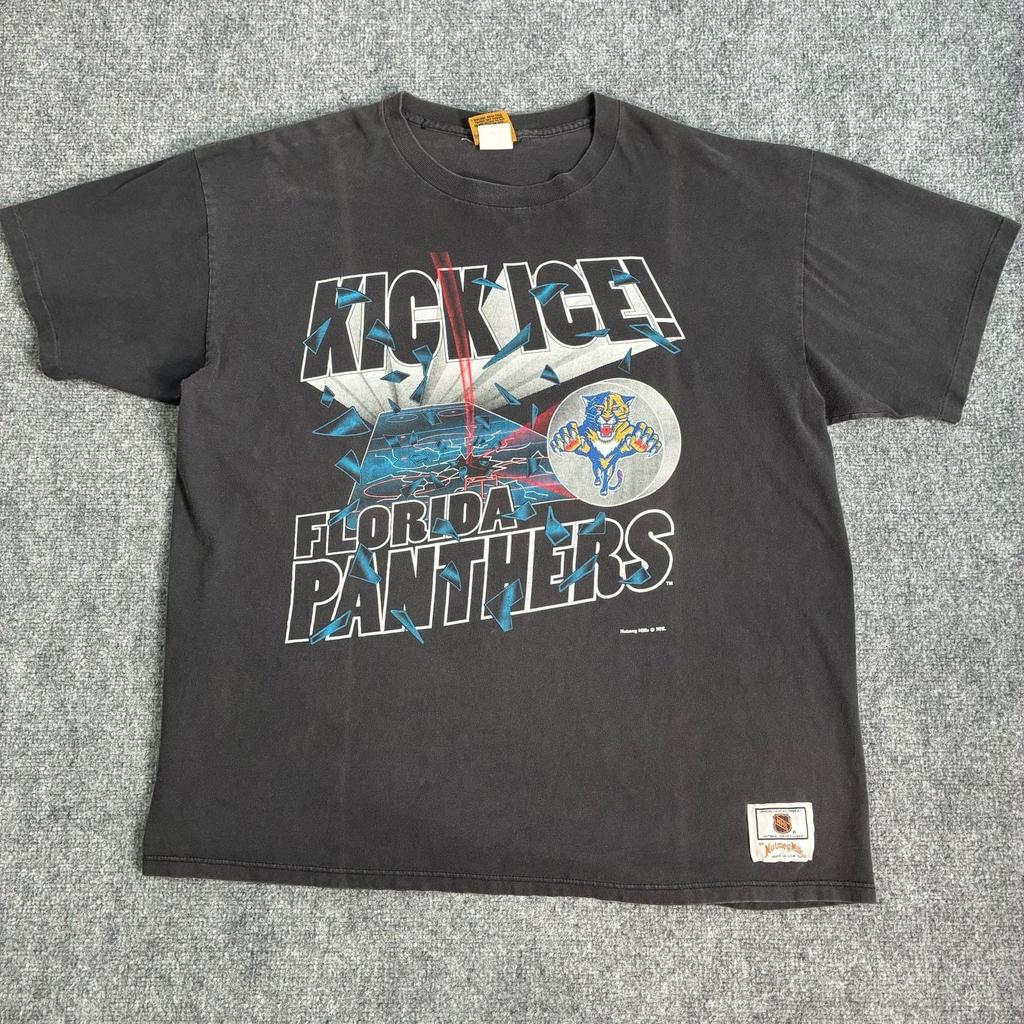 Vintage 90s Nutmeg Mills Florida Panthers Kick Ice T-Shirt XL Unisex T-Shirt