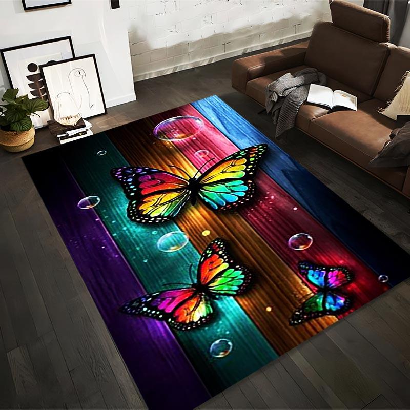 

Colorful Butterfly Pattern Carpet with Wooden Background Design Suitable for use as an anti-slip for living room bedroom sofas 40x60cm( 15x23in )