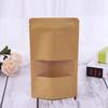 50Pcs Stand Up Pouch Bags Kraft Pouches with Tear Notch and Matte Window Re Able Zip Lock Food Storage Bags