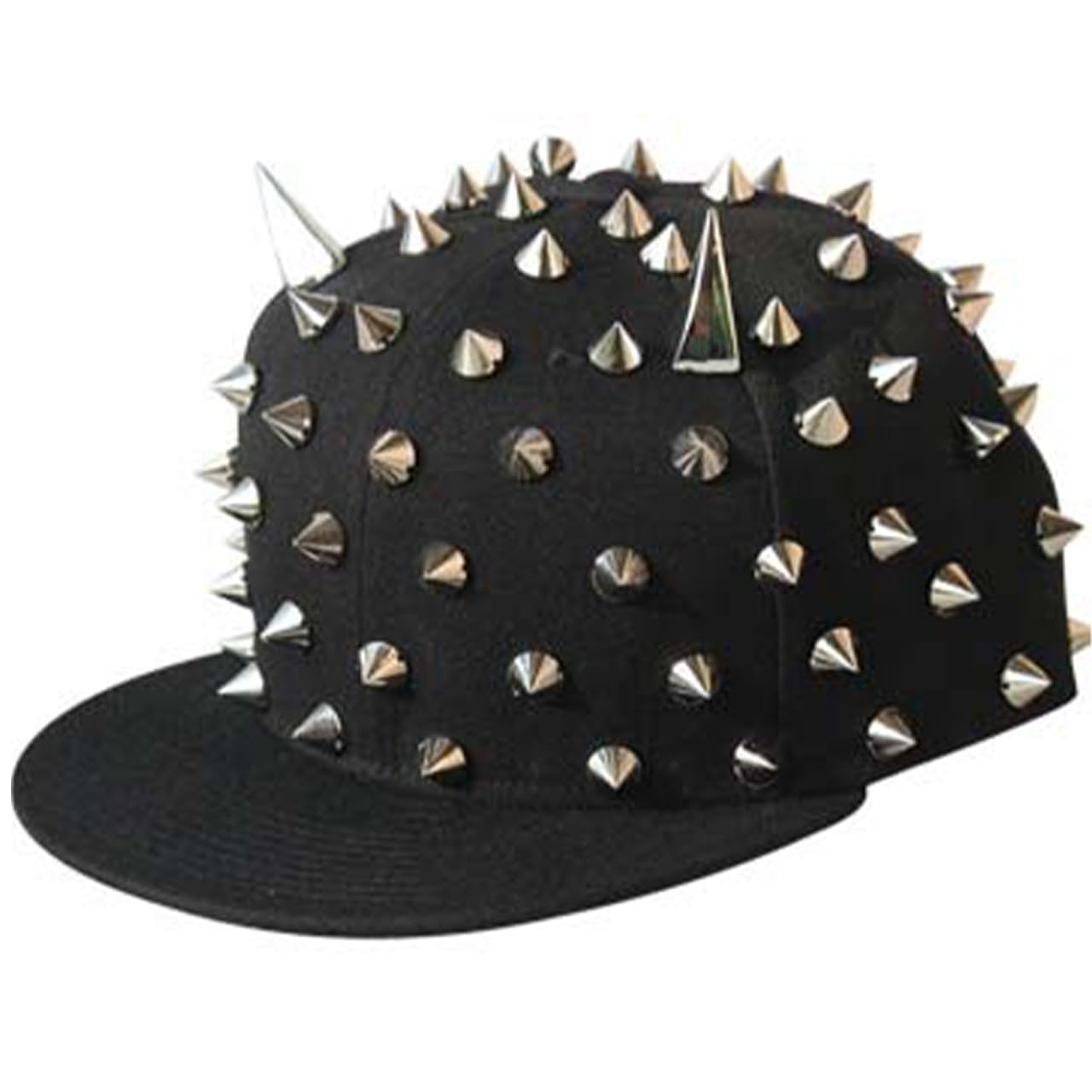 

Queen-b Spiky Cap, Unique Punk, Street Style, Cool, Stylish Studs, Visual Kei, Hip Hop, Rock (Black x Silver)