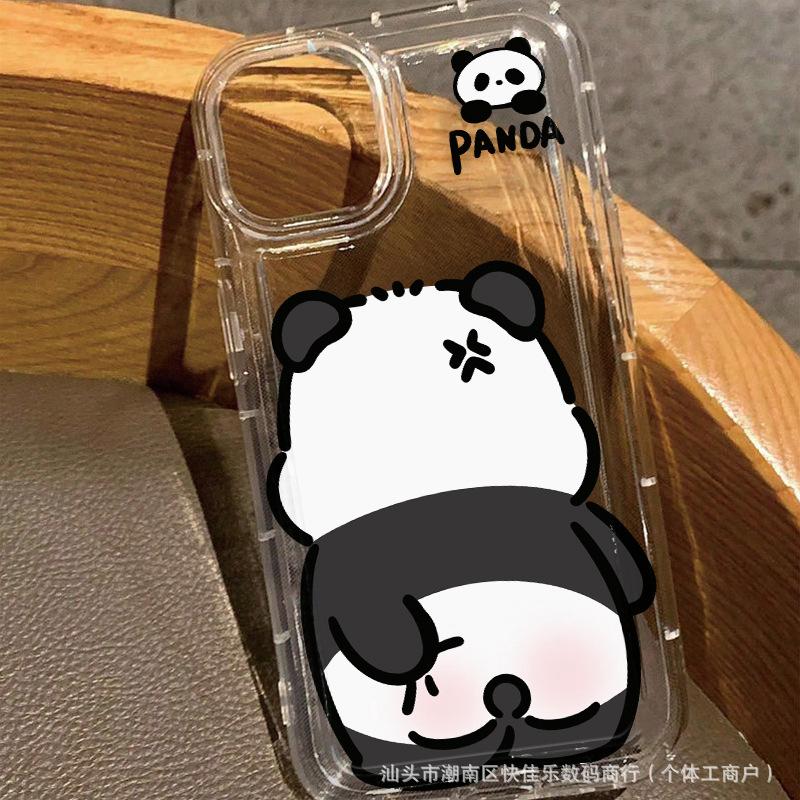 The black and white panda is compatible with iPhone 16 Pro Max and iPhone 11/12/13/14/15 Pro Max phone cases x/xs