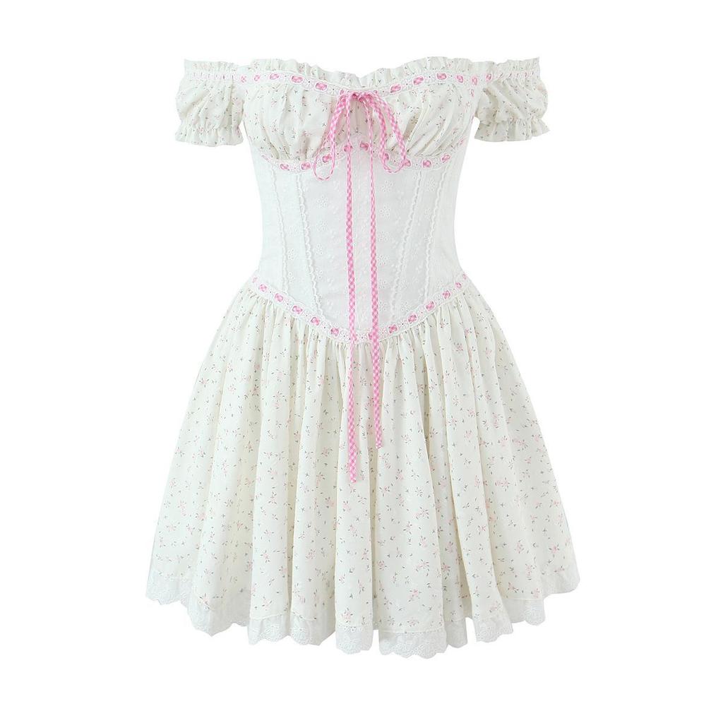 2026 Schickes Blumen-Minikleid schulterfrei - Sexy figurbetont im Retro-Stil