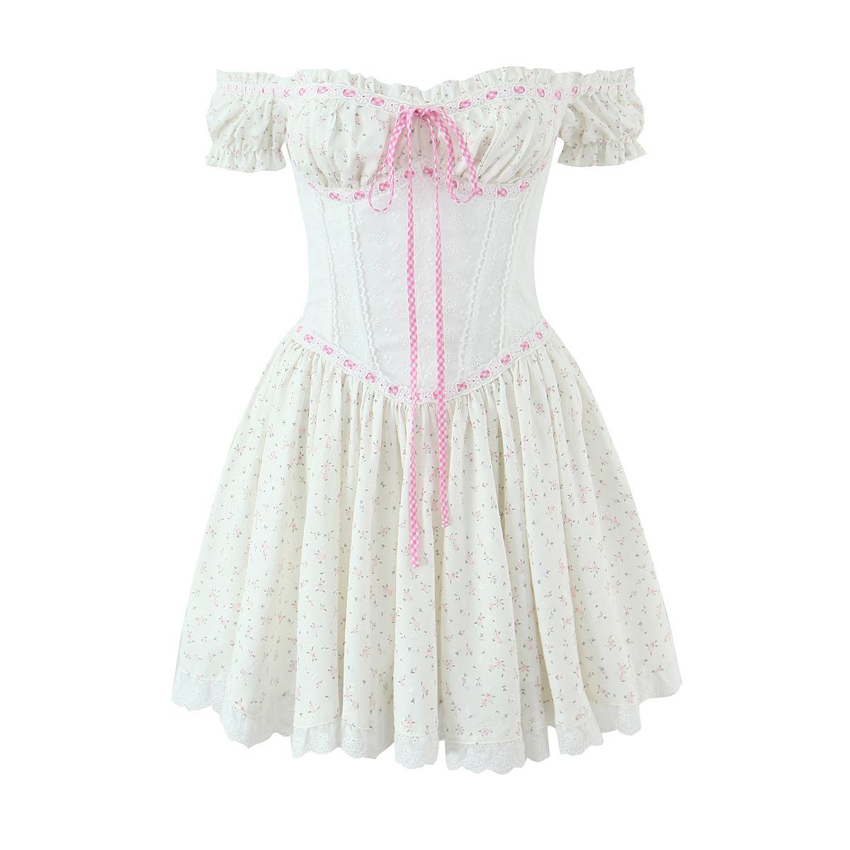 2026 Chic Floral Off-the-Shoulder Mini Dress - Sexy Slim-Fit Retro Style Large