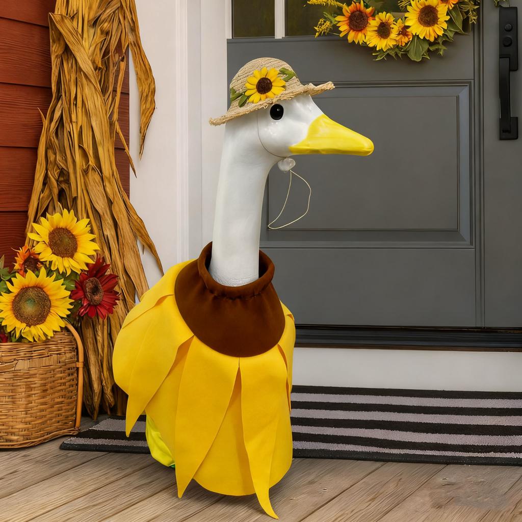 Porch Costume Goose Statue Outfit Sunflower Suit Farm Yard Decoration Outdoor Festival Dress Home Decor