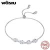 WOSTU Fashion 925 Silver Paw Trail Dog Animal Chain & Link Bracelets For Women Cute Jewelry Lucky Best Gift CQB096