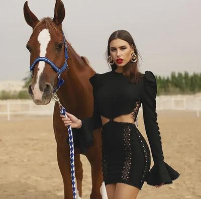 2023 Europe Autumn/Winter Long-Sleeve Knit Short Skirt Dress