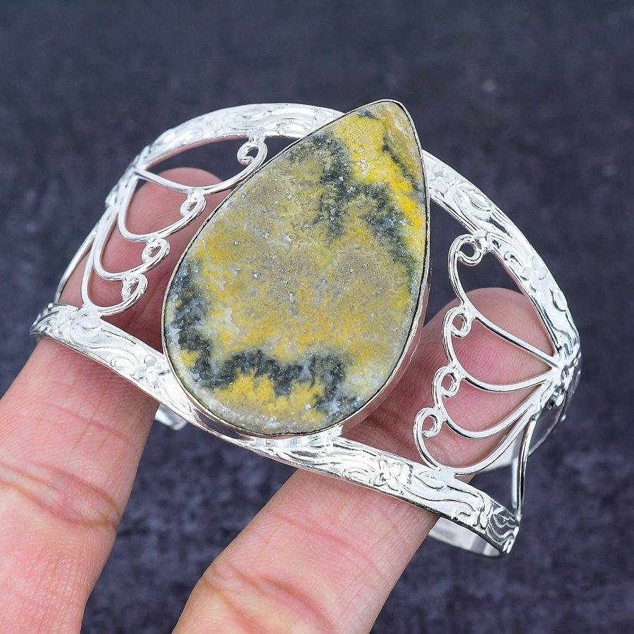 Hummeljaspis Edelstein 925 Sterlingsilber Armreif Verstellbar