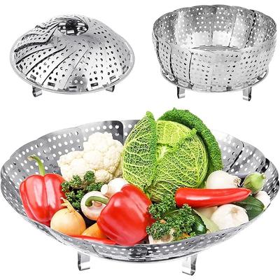 Stainless Steel Chef Craft Classic Steamer Basket, 14cm Diameter 21cm Expanded