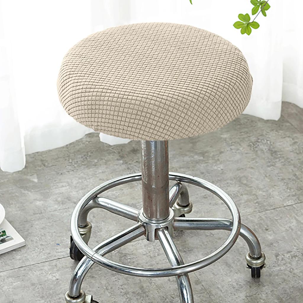 1pc Knit Solid Color Fleece Round Stool Chair Cover Elastic Stretchable for All Seasons Home Decor