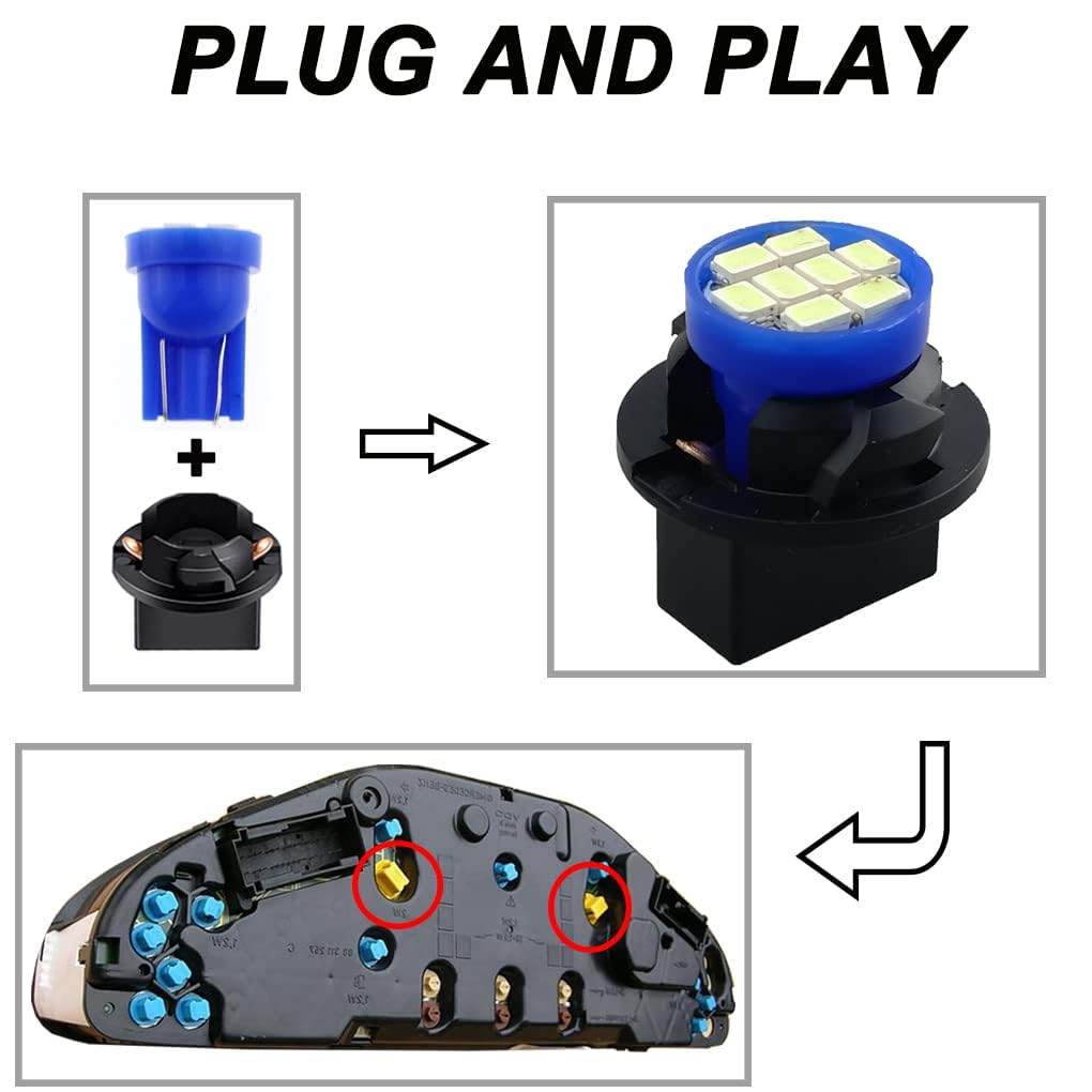 GLOFE Ice Blue T10 194 168 LED Instrument Panel Gauge Cluster Dashboard Light Bulb