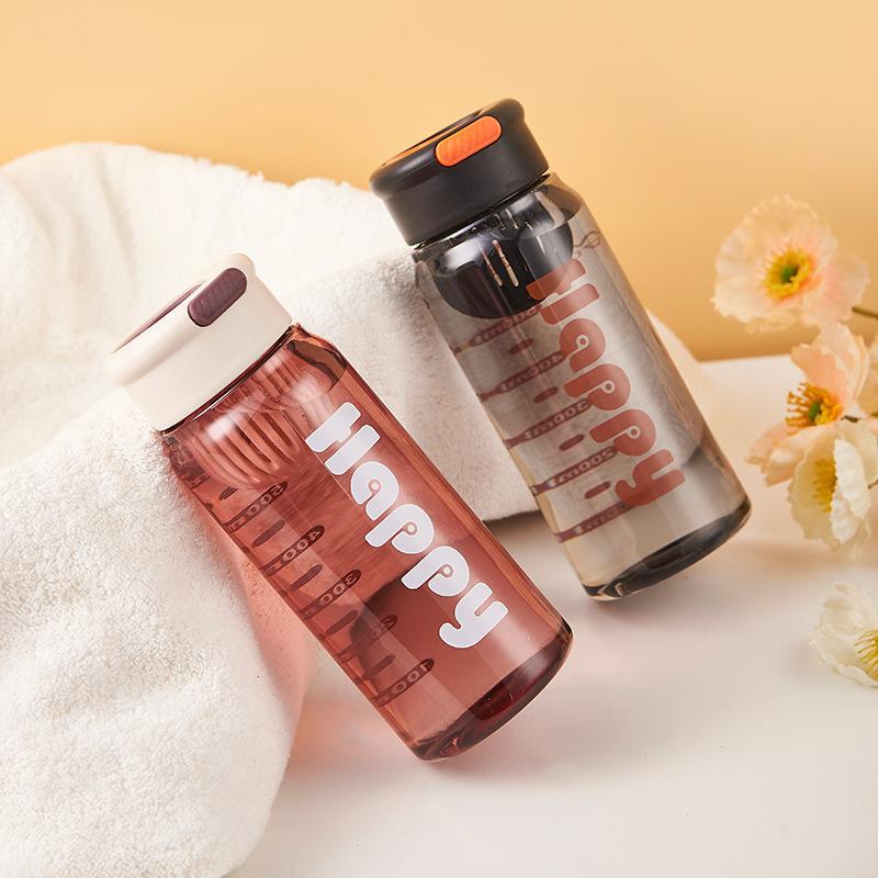 Letter Water Cup with Tea Strainer, Portable Plastic Water Cup, Silicone Hand-held Direct Drinking Cup, Space Cup