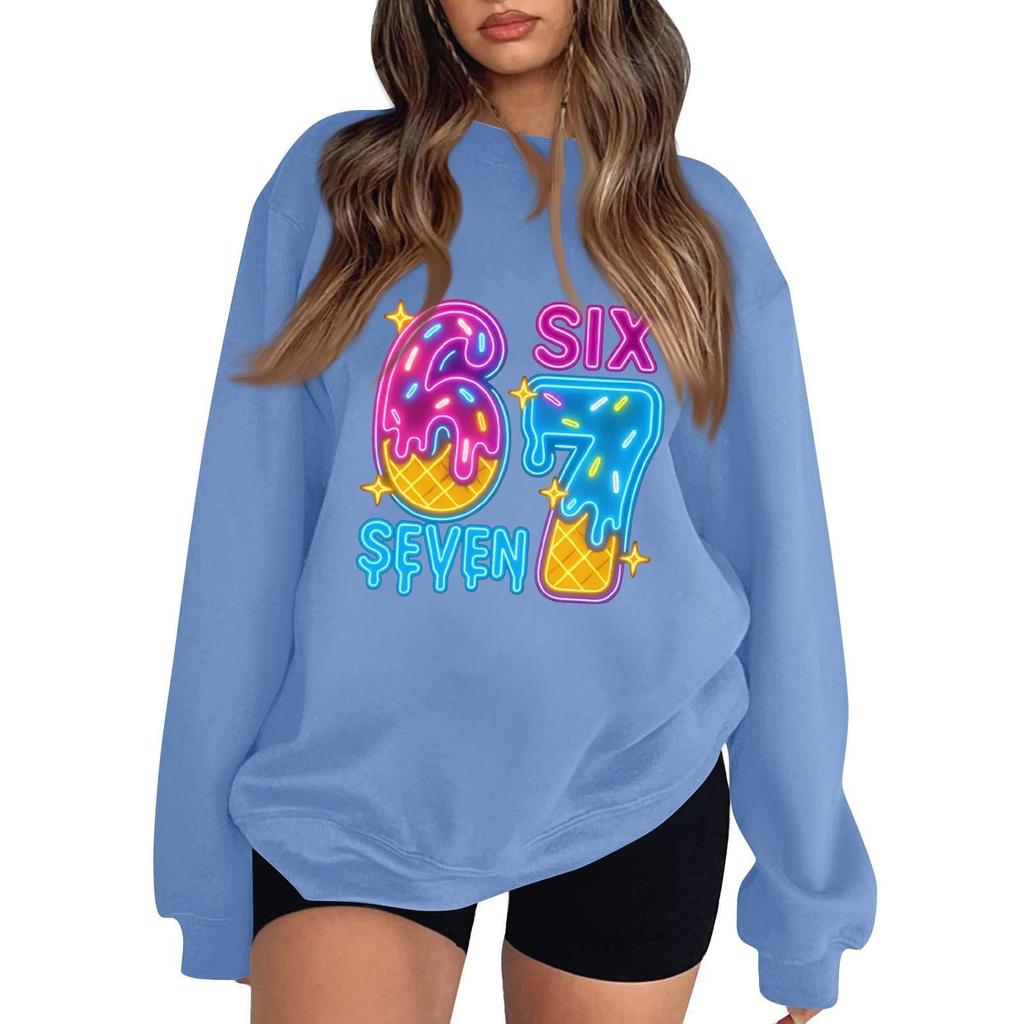 Women's Fashionable Casual Long-Sleeved Round-Neck Printed Pullover Sweatshirt