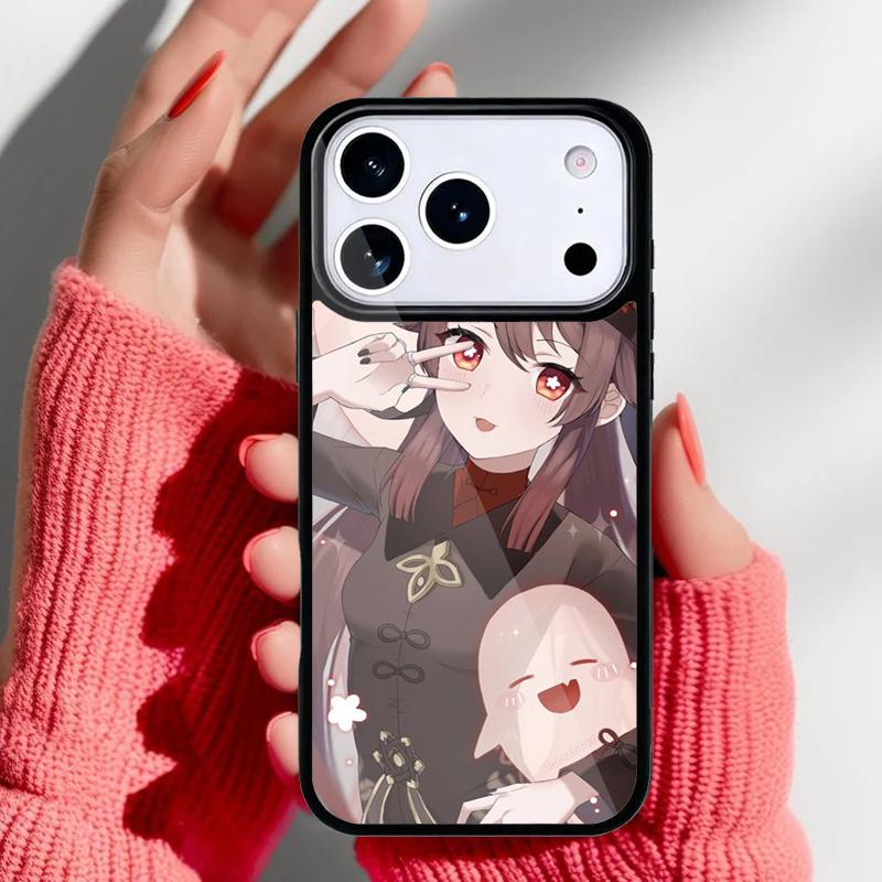 Cartoon Hu Tao Genshin Impact Phone Case for iPhone 17 16 15 14 13 Pro Max Back Cover for 12 11 Pro Coque