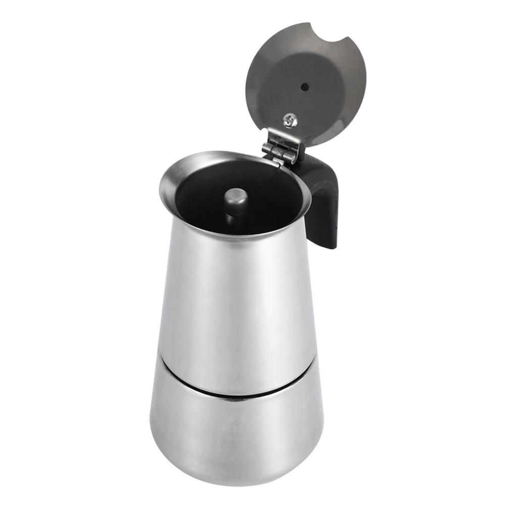 Espresso Stainless Steel Moka Pot 2 Cup 100ml Stovetop Espresso Maker Classic Coffee Maker Office Use