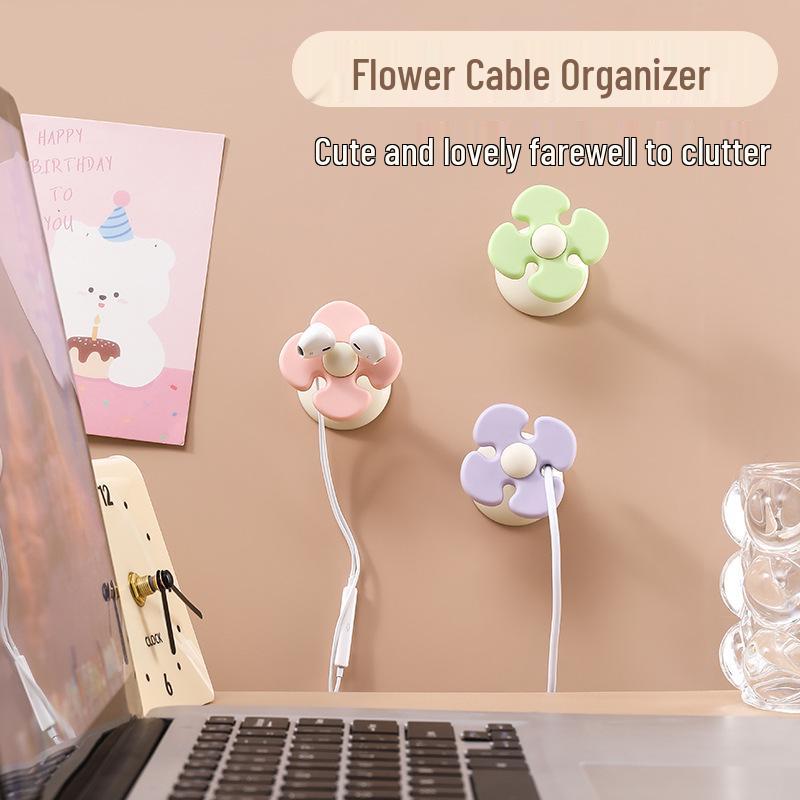 

Flower Cable Clips: Desktop Cable Organizer Set фіолетовий