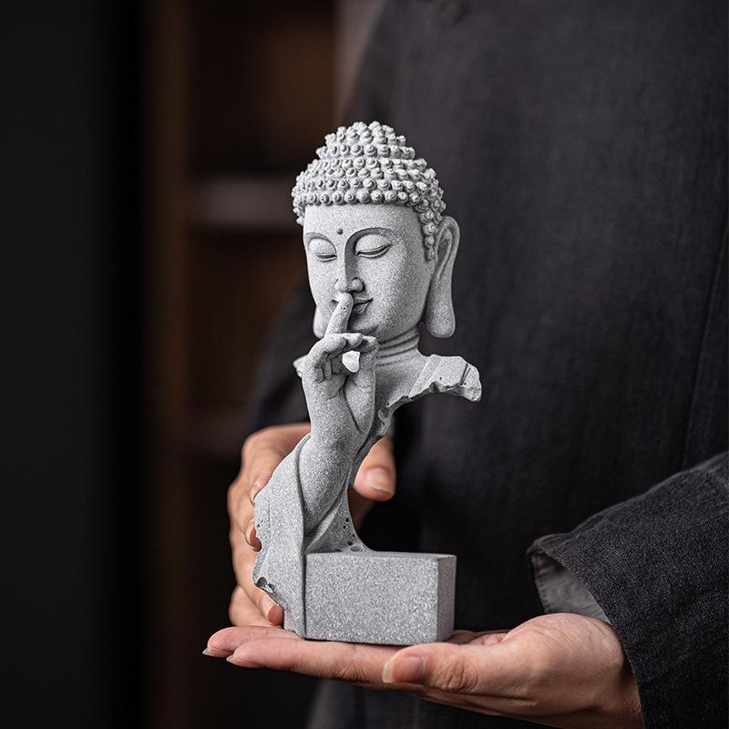 Zen-Style Xian Porcelain Buddha Ornament: Creative Desktop and Tea Room Bonsai Decoration.