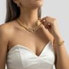 Luxury Rhinestone Interlocking Circle Jewelry Set for Women Trendy Gold Color Crystal Necklace Earrings Bracelet Ring Set Gifts