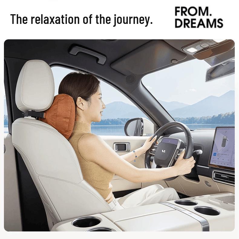 Adjustable Car Headrest & Lumbar Support - Breathable Suede, Perforated, Universal Neck Protection for Sedan Seats