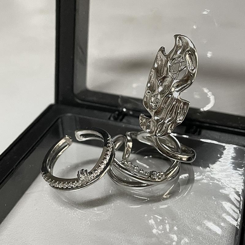 Wjg Pretty Women's Gold Niche Design Nail Ring With Diamond Zircon Simple High-End Cold And Trendy Cool Fashion Open Ring