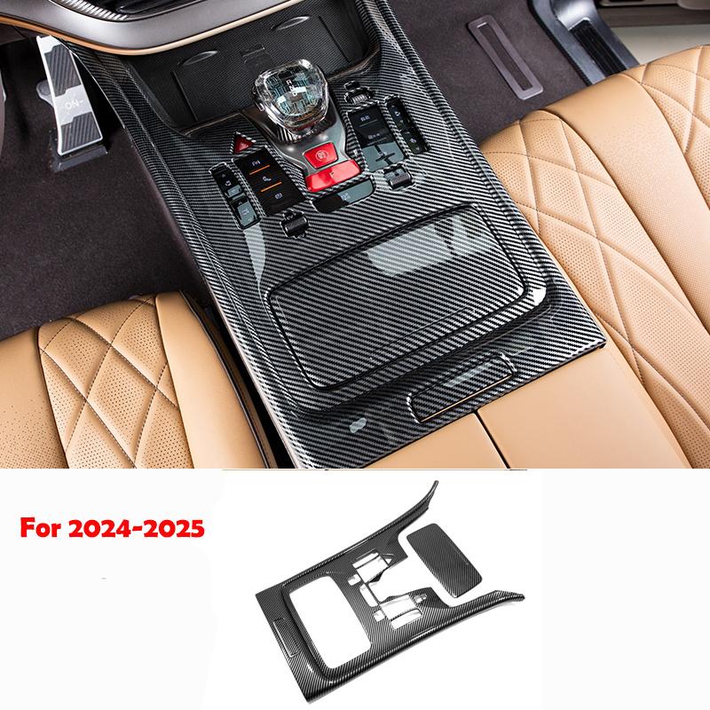 For DENZA D9 2024 2025 Carbonfiber Center Conlose Gear Box Shift Panel Storage Armrest Cover Trim Interior Accessories
