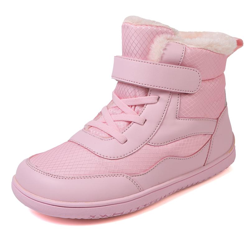 High-top Kids Cotton Shoes Plush Warm Snow Boots Boys Girls Winter Outdoor Hiking Sneakers Waterproof Non-slip
